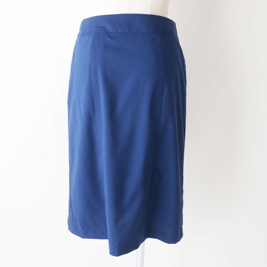 HERMES skirt wool Blue x Silver Metal 34