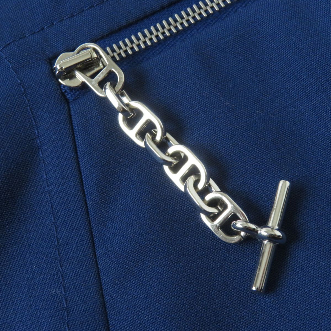 HERMES skirt wool Blue x Silver Metal 34