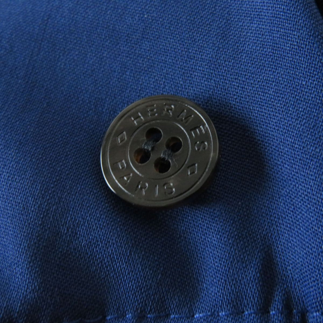 HERMES skirt wool Blue x Silver Metal 34