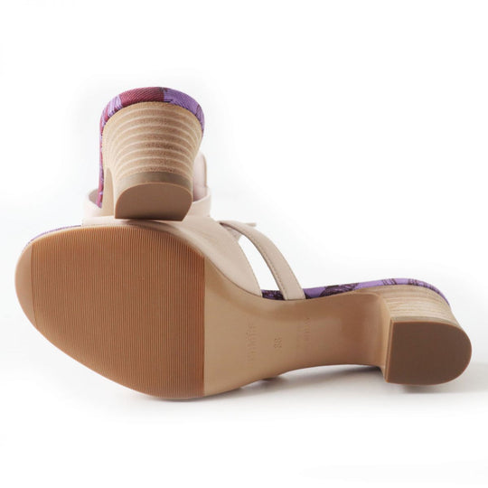 HERMES Sandals leather Purple x Light Pink x Silver Metal 36