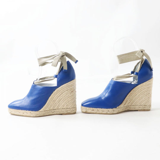 LOEWE Sandals leather Blue x natural 38