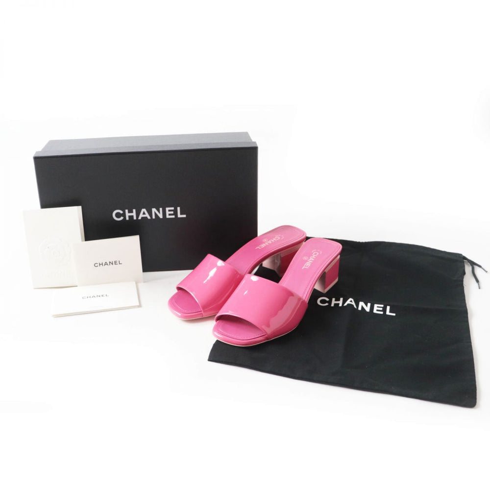 CHANEL Sandals Patent leather Dark pink x light pink 36