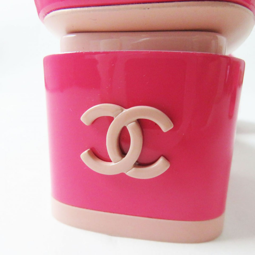 CHANEL Sandals Patent leather Dark pink x light pink 36