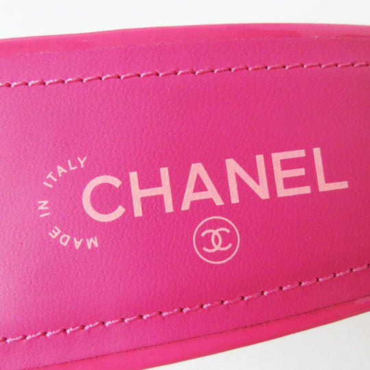 CHANEL Sandals Patent leather Dark pink x light pink 36