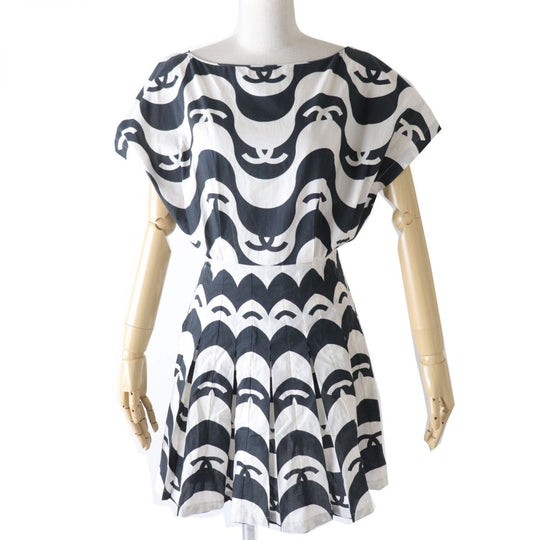 CHANEL one piece cotton NOIRxECRU 34