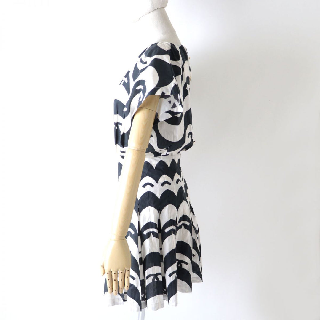 CHANEL one piece cotton NOIRxECRU 34