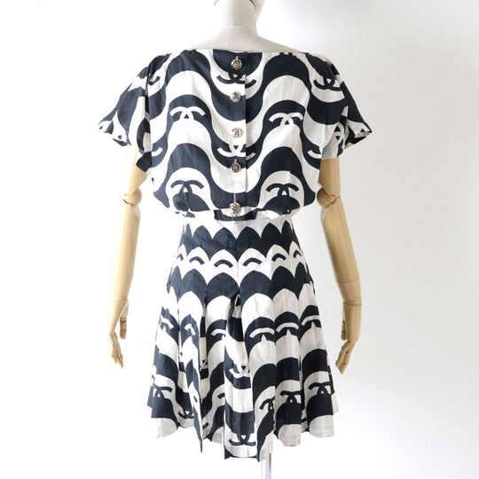CHANEL one piece cotton NOIRxECRU 34