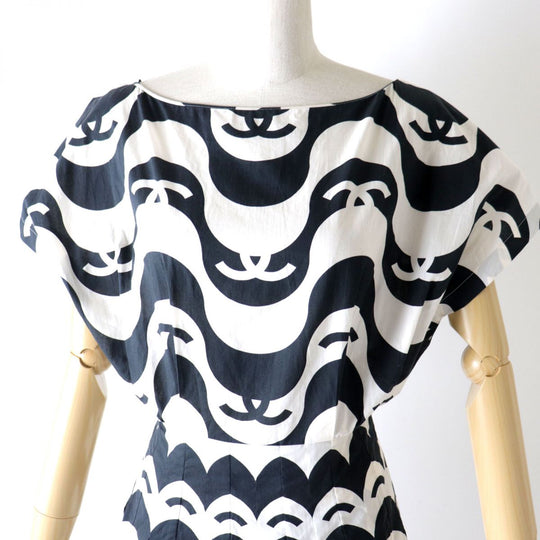 CHANEL one piece cotton NOIRxECRU 34