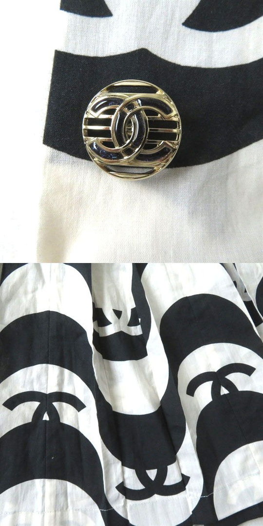 CHANEL one piece cotton NOIRxECRU 34