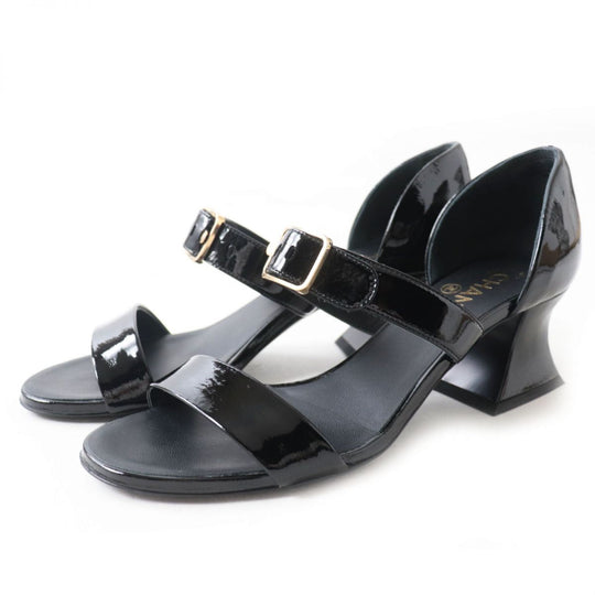 CHANEL Sandals Patent leather black 37.5