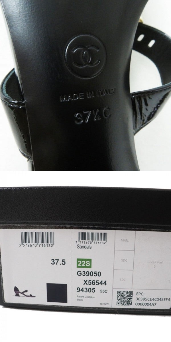 CHANEL Sandals Patent leather black 37.5