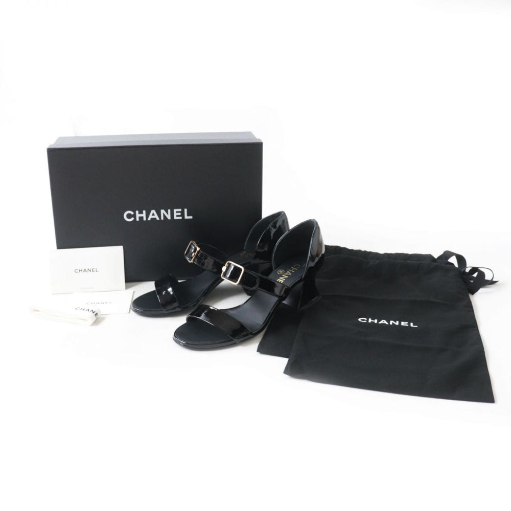 CHANEL Sandals Patent leather black 37.5