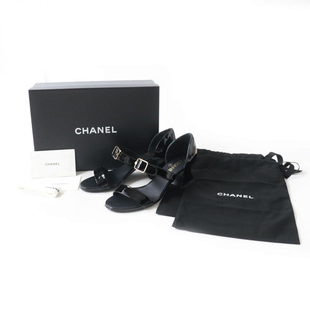 CHANEL Sandals Patent leather black 37.5