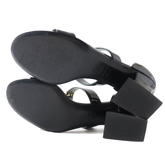 CHANEL Sandals Patent leather black 37.5