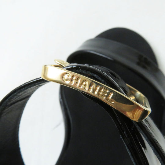CHANEL Sandals Patent leather black 37.5