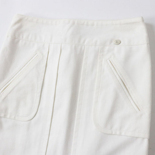CHANEL skirt cotton white 36