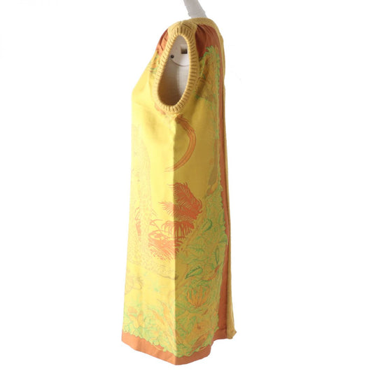 HERMES one piece silk mustard JUNGLE LOVE 38
