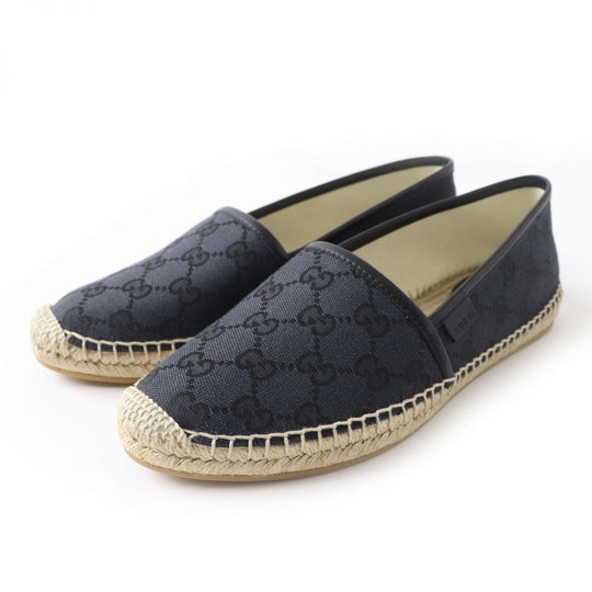 GUCCI Slip-on canvas black GG pattern 38 1/2