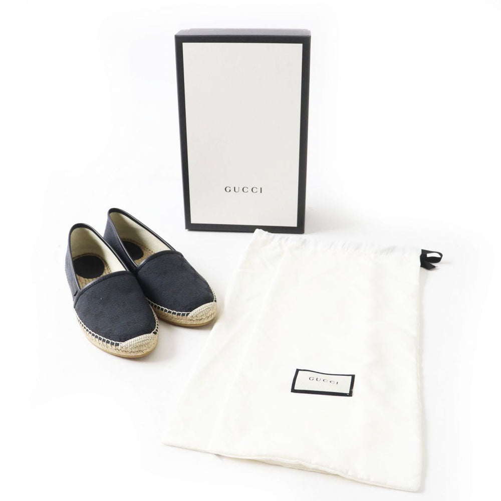GUCCI Slip-on canvas black GG pattern 38 1/2