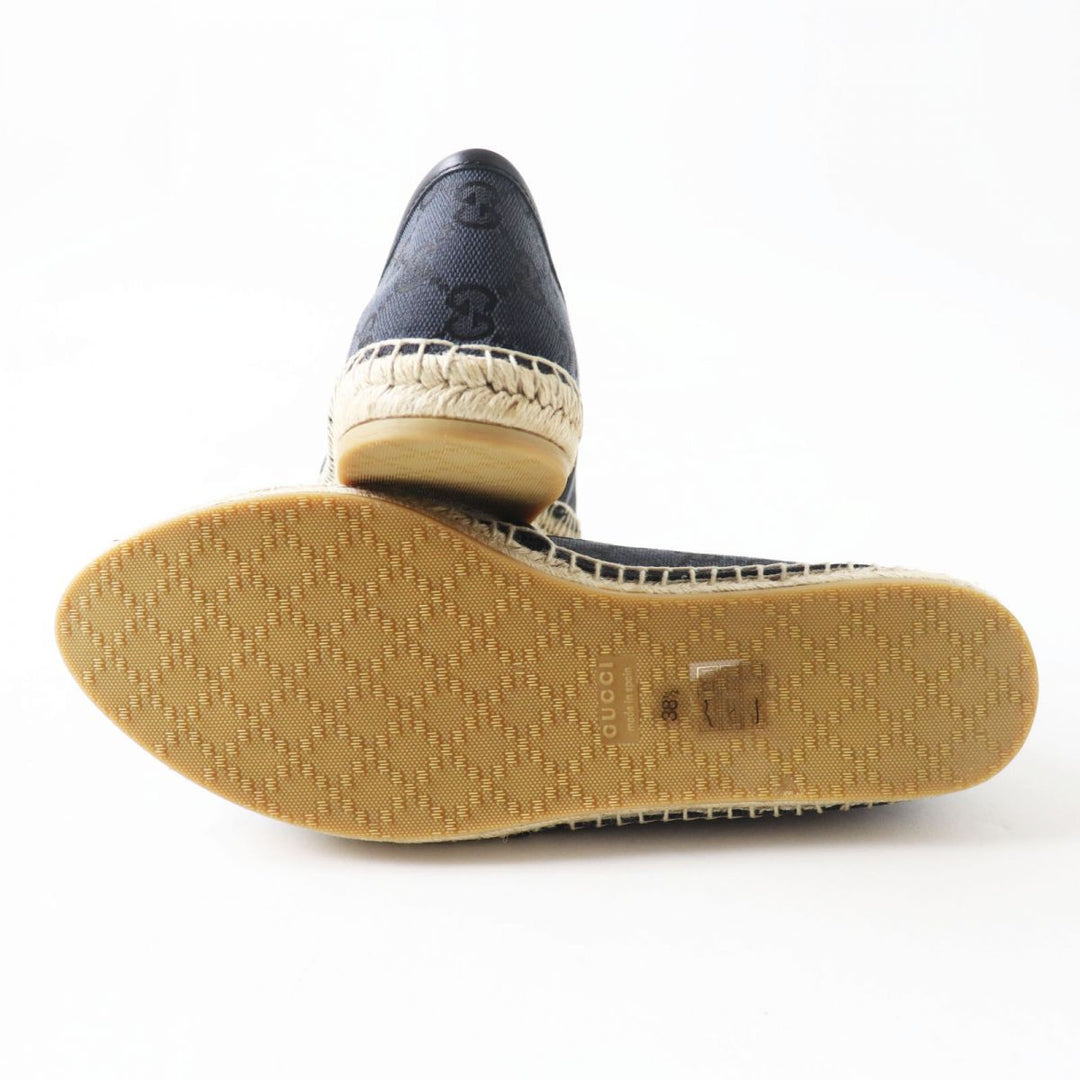 GUCCI Slip-on canvas black GG pattern 38 1/2