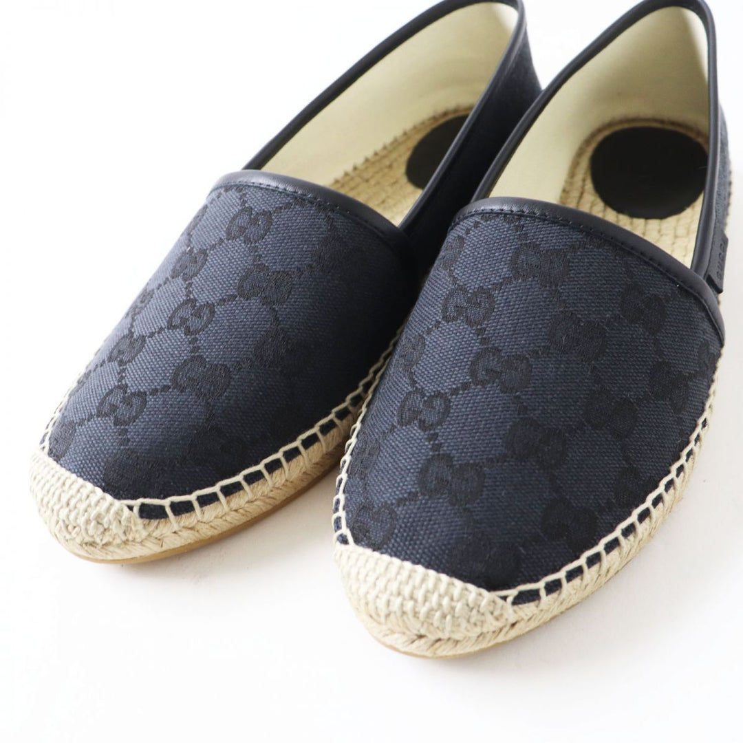 GUCCI Slip-on canvas black GG pattern 38 1/2