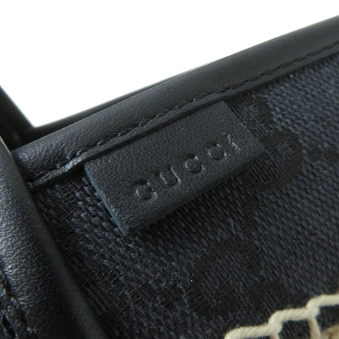 GUCCI Slip-on canvas black GG pattern 38 1/2
