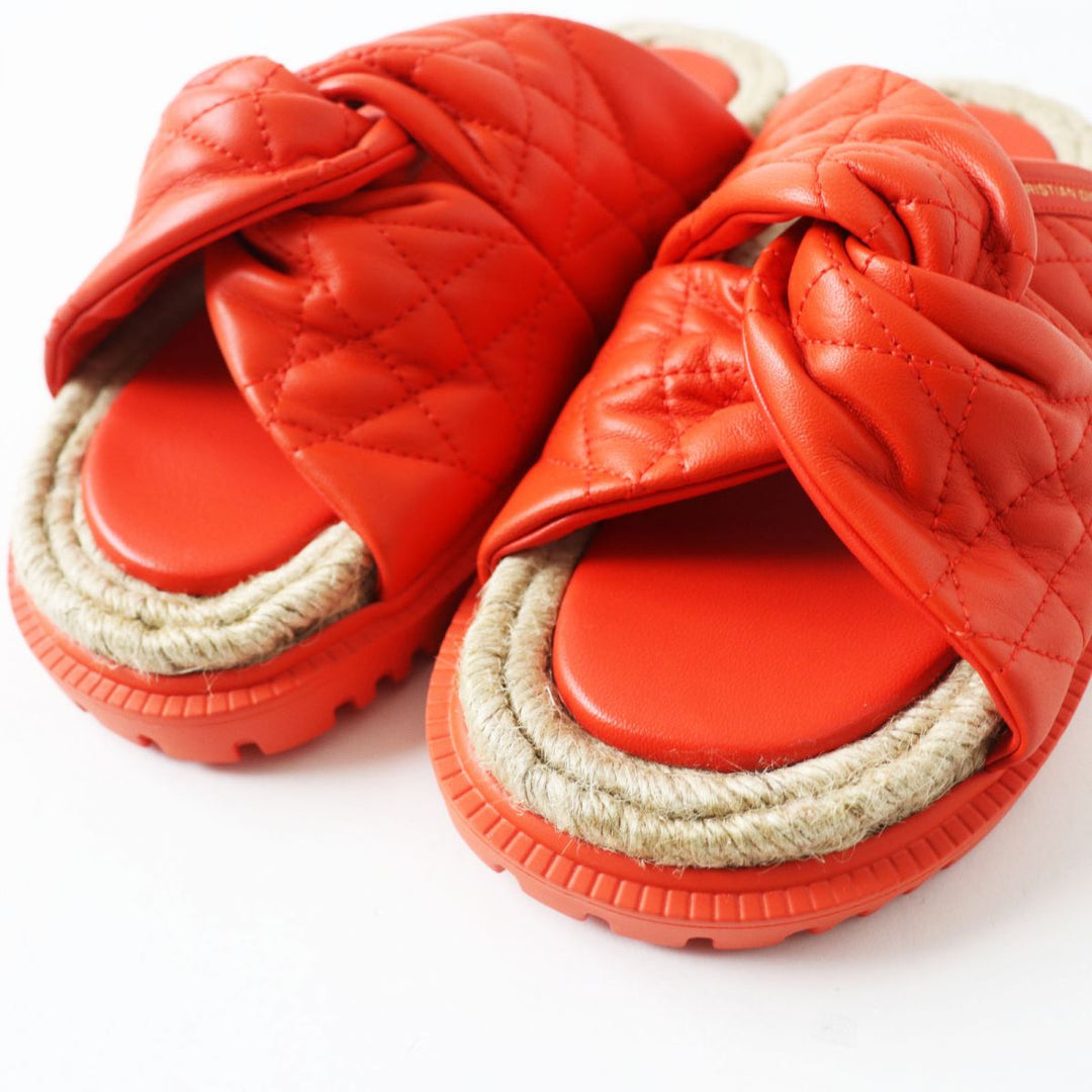 Christian Dior Sandals leather Vermilion x Natural 37.5