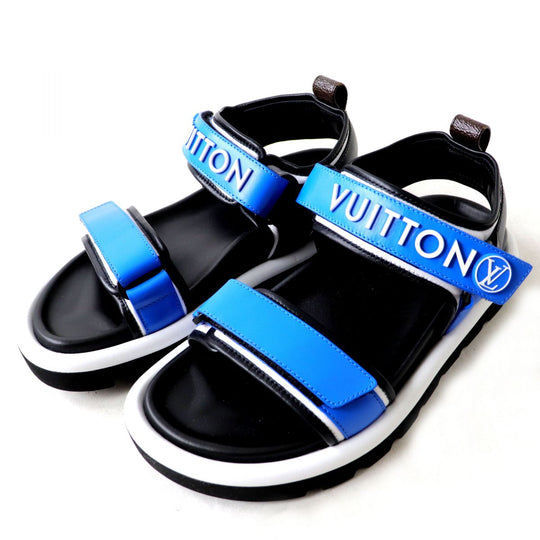LOUIS VUITTON Sandals leather Blue x black 37