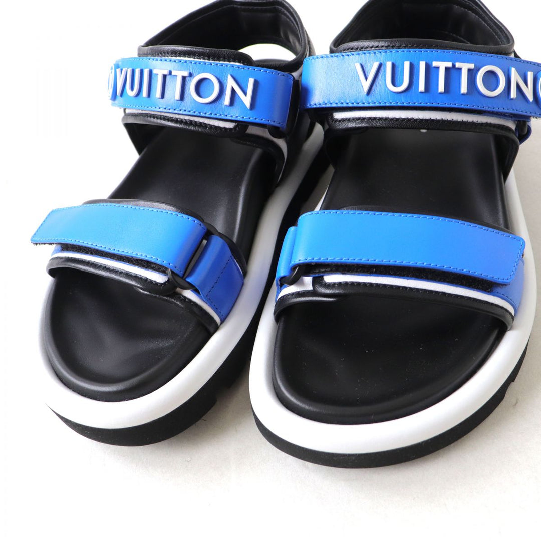 LOUIS VUITTON Sandals leather Blue x black 37