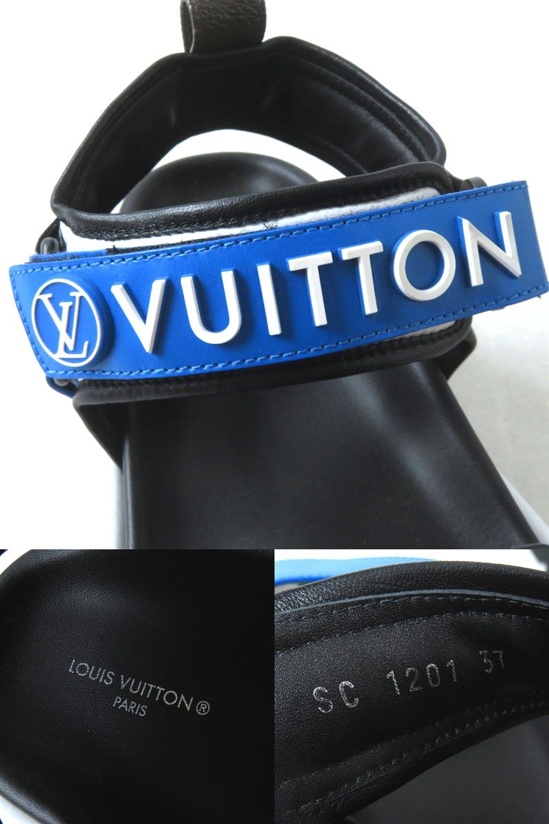 LOUIS VUITTON Sandals leather Blue x black 37