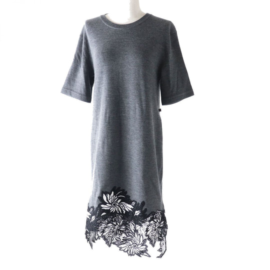 LOUIS VUITTON one piece wool Gray x Black x White S