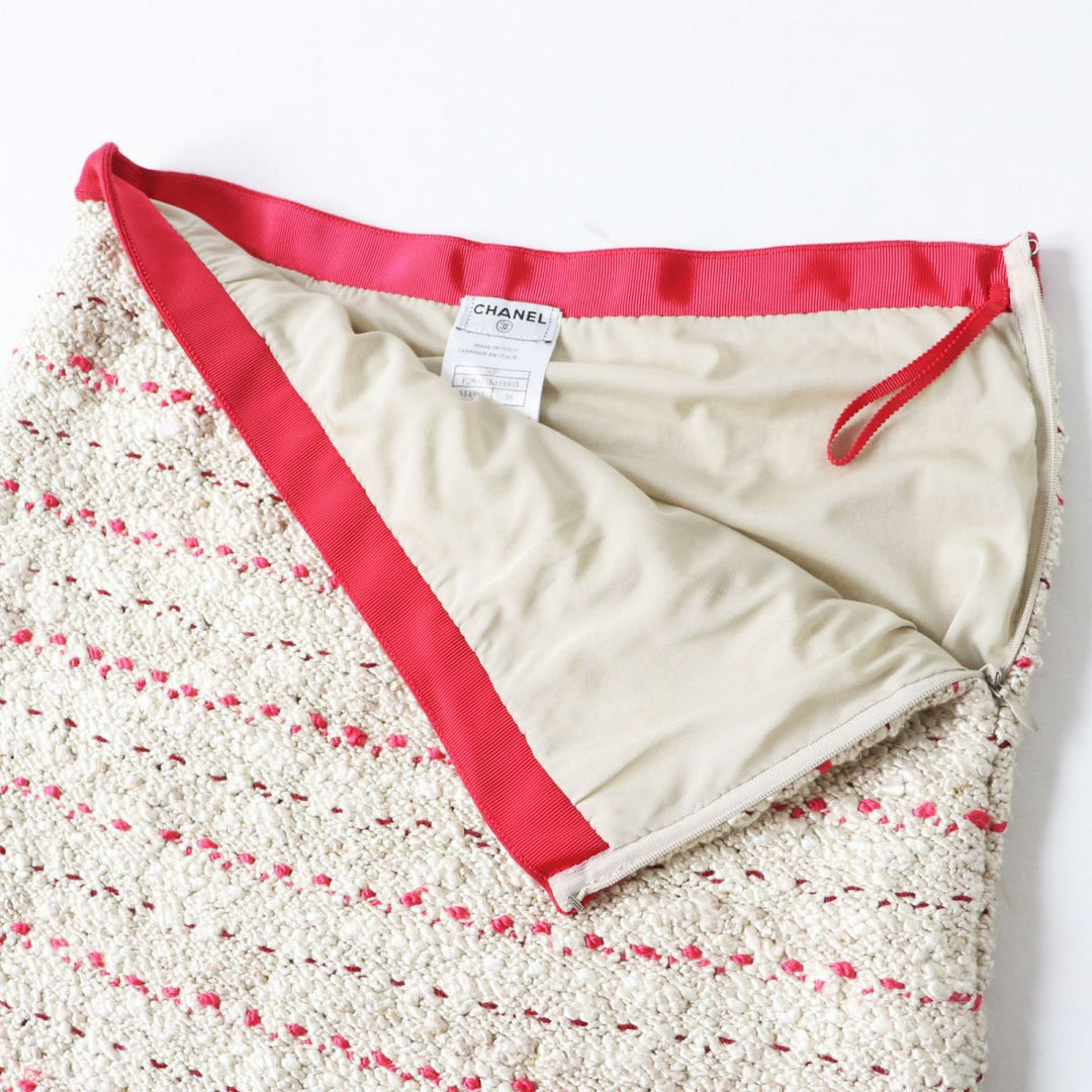 CHANEL skirt silk Beige x red 38