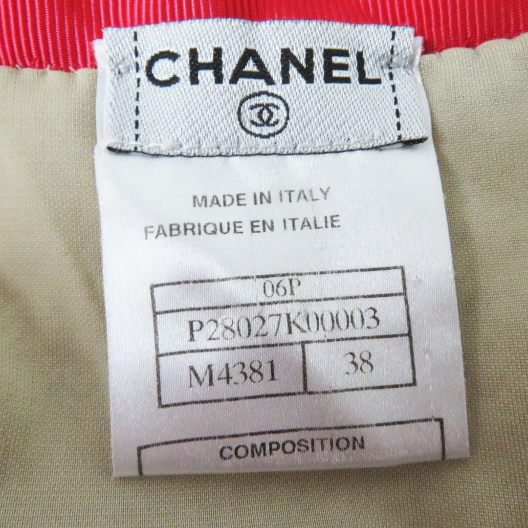 CHANEL skirt silk Beige x red 38