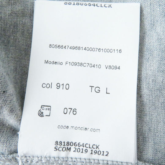 MONCLER Short sleeve T-shirt F10938C70410 V8094 cotton Gray x silver L