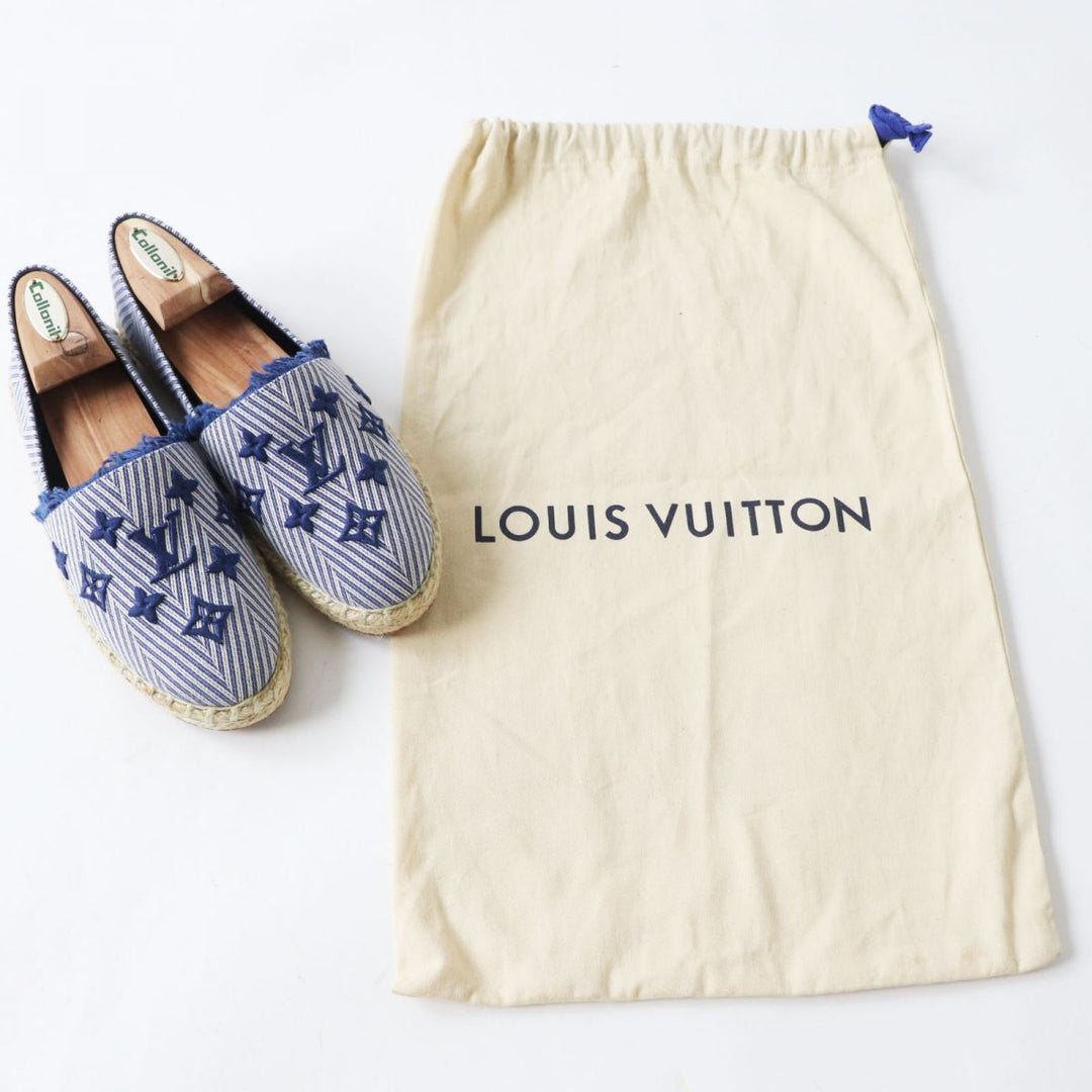 LOUIS VUITTON Slip-on canvas Blue x white 36