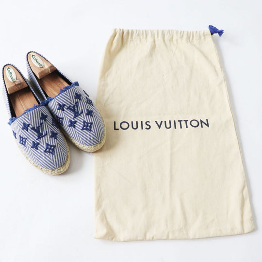LOUIS VUITTON Slip-on canvas Blue x white 36