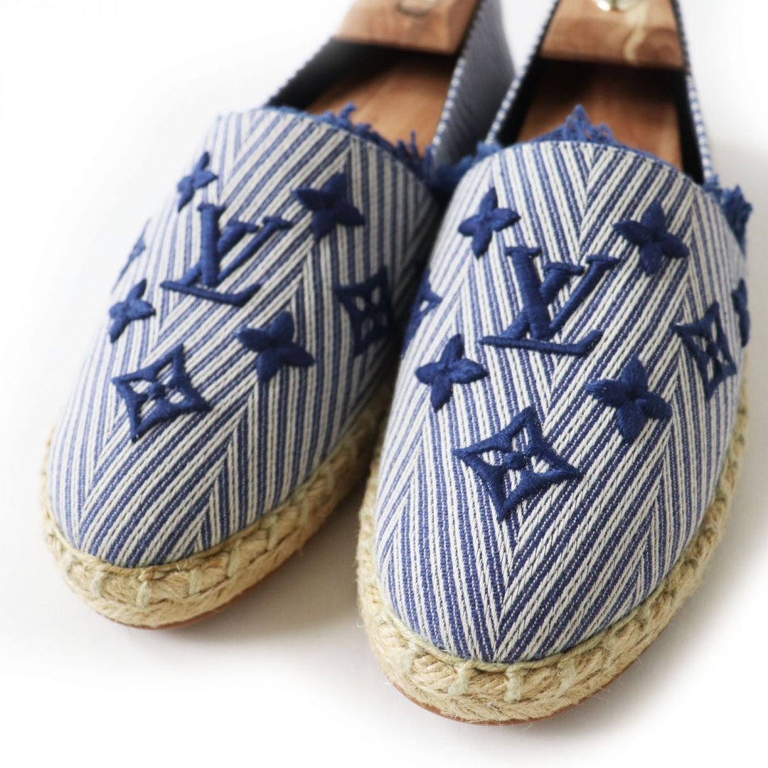 LOUIS VUITTON Slip-on canvas Blue x white 36