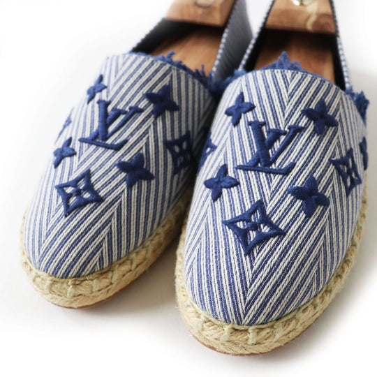 LOUIS VUITTON Slip-on canvas Blue x white 36