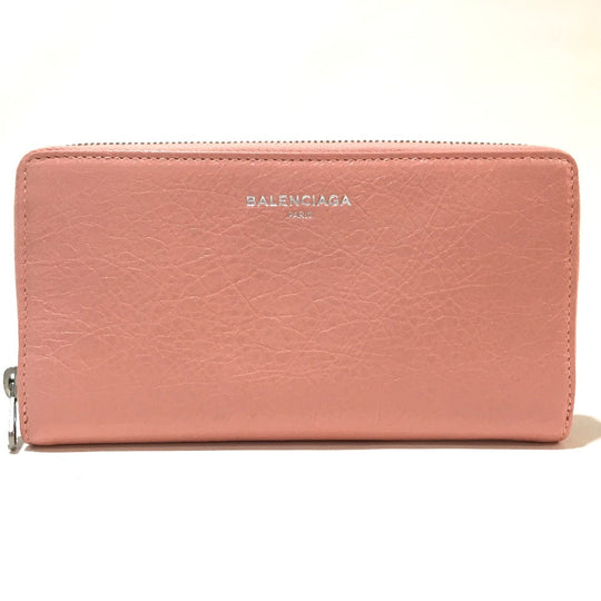 BALENCIAGA Long Wallet Purse 419805 leather pink beige Exclusive Wallet Women Used Authentic