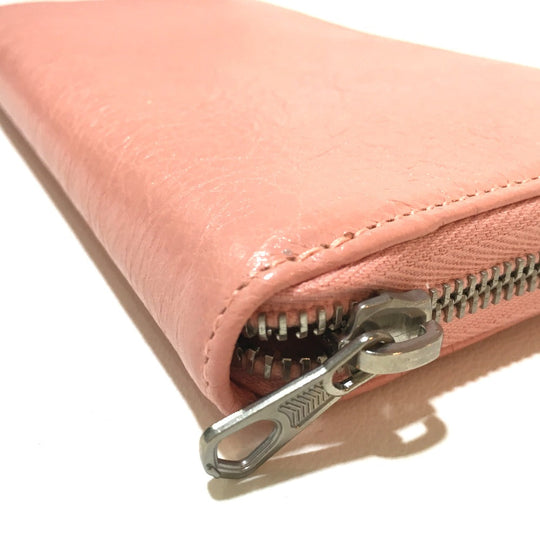 BALENCIAGA Long Wallet Purse 419805 leather pink beige Exclusive Wallet Women Used Authentic