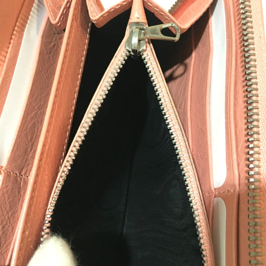 BALENCIAGA Long Wallet Purse 419805 leather pink beige Exclusive Wallet Women Used Authentic