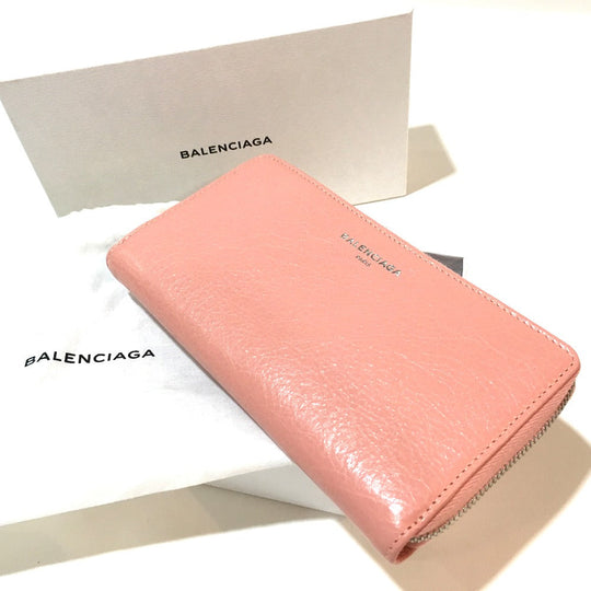 BALENCIAGA Long Wallet Purse 419805 leather pink beige Exclusive Wallet Women Used Authentic
