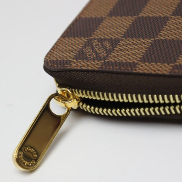 LOUIS VUITTON Long Wallet Purse N41661 Damier canvas Brown Zip Around Damier Zippy wallet mens(Unisex) Used Authentic