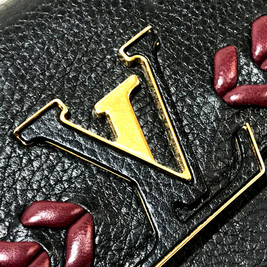 LOUIS VUITTON Folded wallet M62076 Taurillon Clemence Leather black Taurillon Clemence Portefeuille Capsine Women Used Authentic