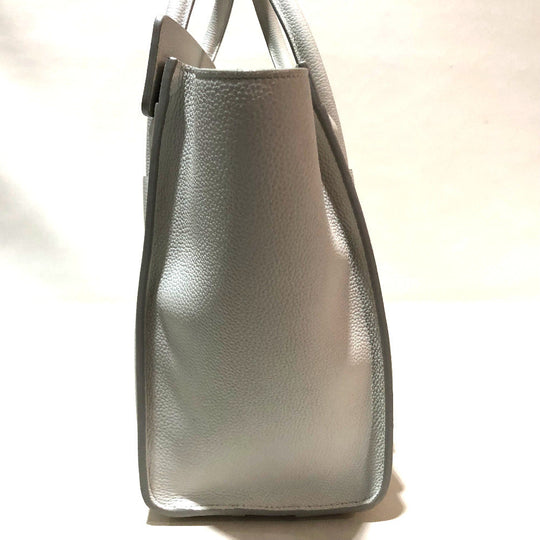 CELINE Handbag 167793 leather Off White x Sky Blue Tote Bag Micro shopper Women Used Authentic