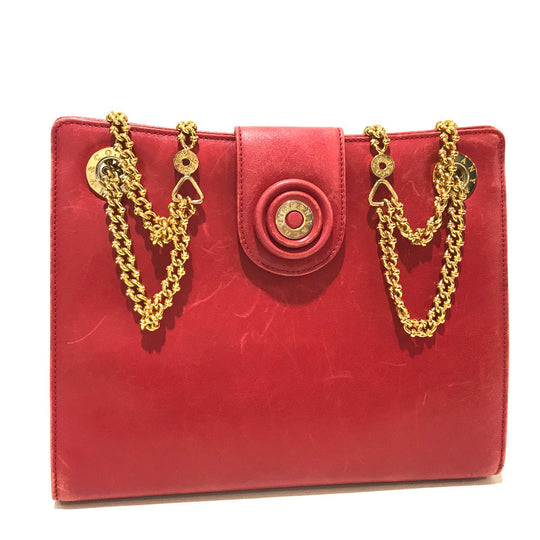 TIFFANY&Co. Shoulder Bag leather Red vintage logo Women Used Authentic