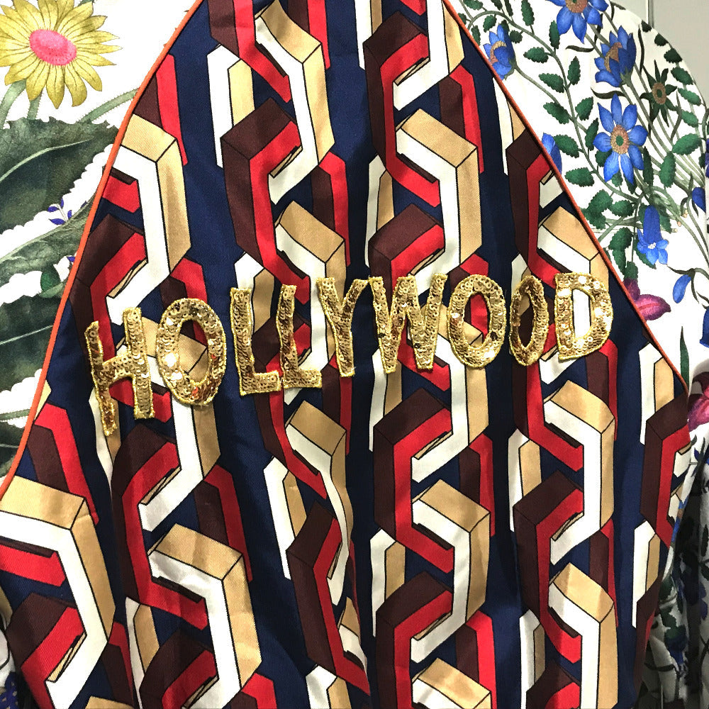 GUCCI Blouson 476247 Silk, Sequins White x Multicolor tiger print bomber jacket jacket outerwear Women 36 Used Authentic