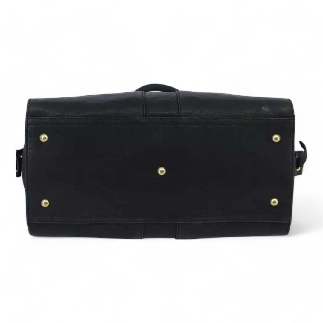 Saint Laurent Cavas Chic Handbag Leather Black Gold