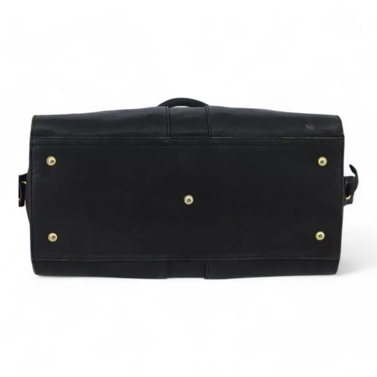 Saint Laurent Cavas Chic Handbag Leather Black Gold