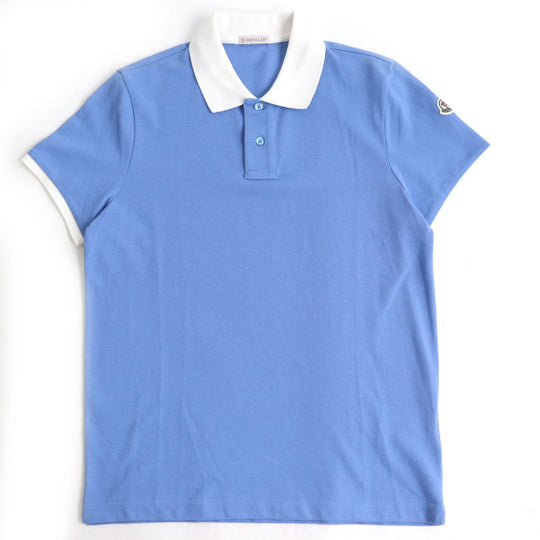 MONCLER Short sleeve polo shirt cotton Light blue S